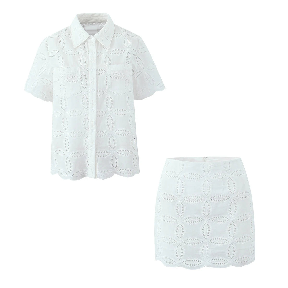 Blanc Bloom Embroidered Set